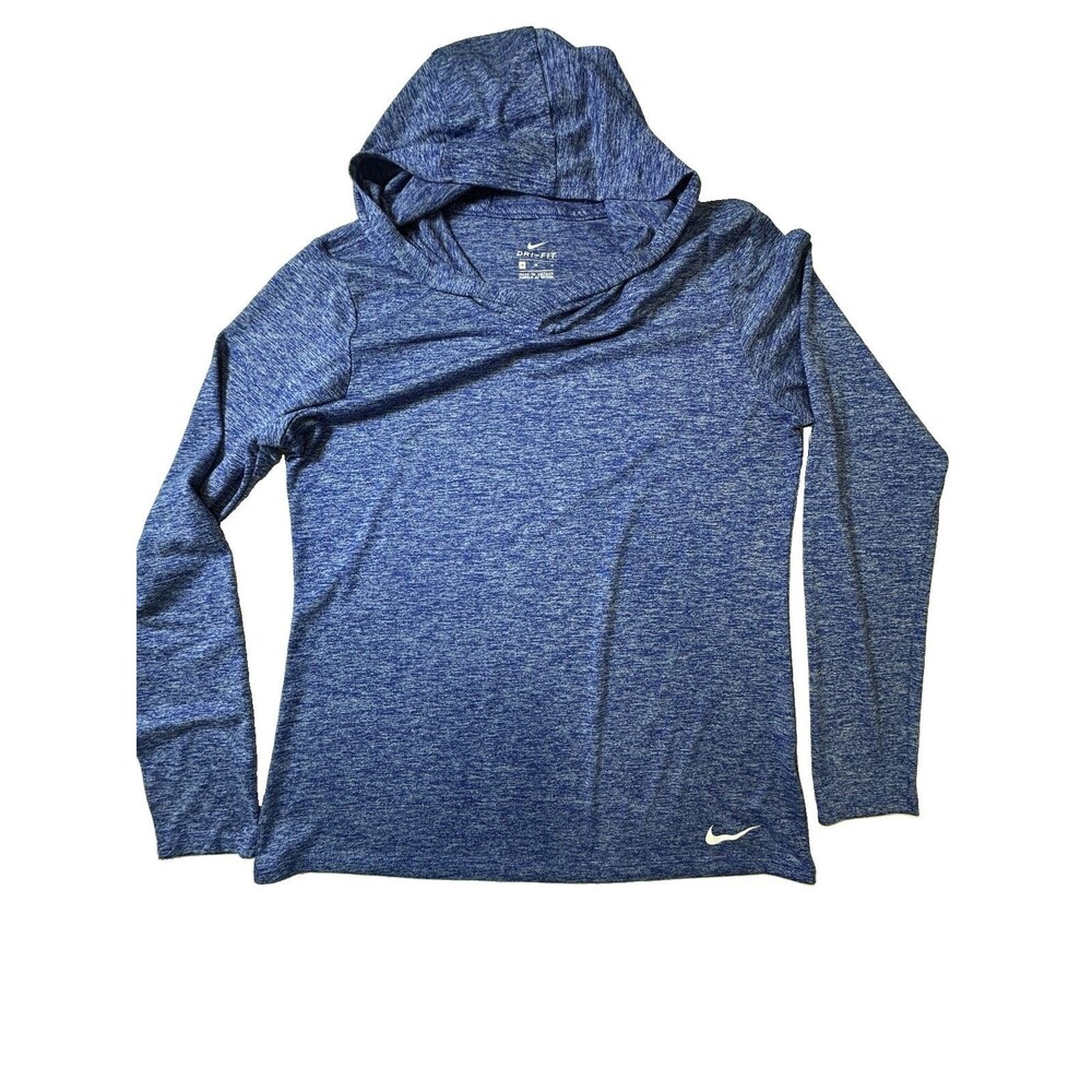Nike Dri-FIT Hooded Long Sleeve Shirt Medium Blue Heather Athletic Running